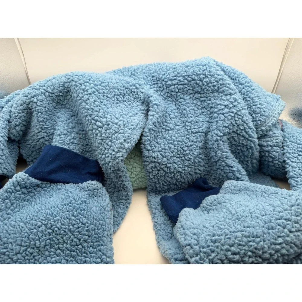 Disney Stitch Sherpa Fleece Hooded One Piece Pajamas Union Suit Blue Small E064 - Picture 5 of 10